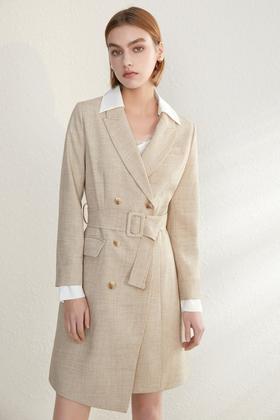 PIPO 双排扣收腰中长款西服外套 15310