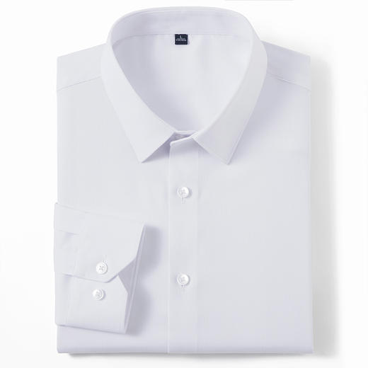 【含蚕丝】罗蒙春秋男士纯色长袖衬衫商务休闲通勤舒适经典百搭翻领男衬衣 商品图1