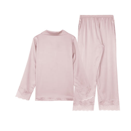 【3F】安莉芳桑蚕丝小翻领睡衣女士蕾丝家居服套装EL00853 商品图2