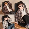 【春季必备，A类品质】春季新款儿童日系复古衬衫男女童灯芯绒纯色格子长袖衬衫宽松上衣100% 商品缩略图2