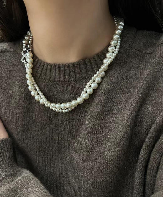 赵丽颖明星同款双层珍珠项链219001 商品图5