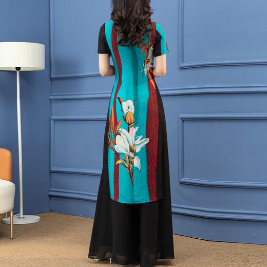 YBY S1087旗袍套装裤两件套时尚阔腿裤两件套 商品图3