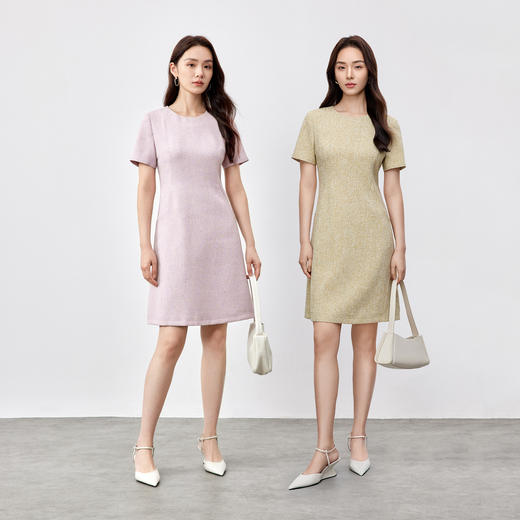 【内购】优雅通勤圆领弧形口袋显瘦短袖A字连衣裙-151L58250 商品图3
