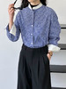 雀说蓝色条纹衬衫女款休闲时尚宽松设计感衬衫AL1213 商品缩略图4