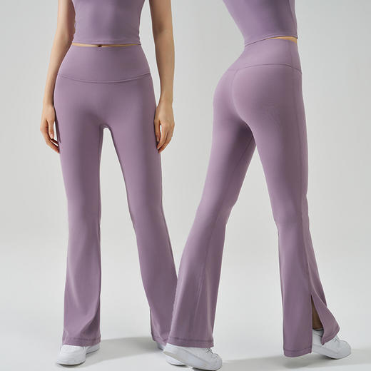 跃牌【轻匀系列】NF裸感无尺码瑜伽裤春秋新款开叉微喇健身裤高腰提臀运动裤CK41006 商品图2