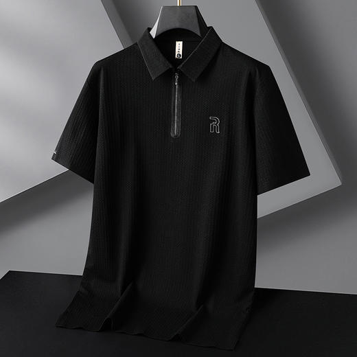 【莱赛尔棉】【DG】大依优型大码拉链领短袖Polo衫男士夏季薄款胖子时尚休闲莱赛尔棉 商品图4