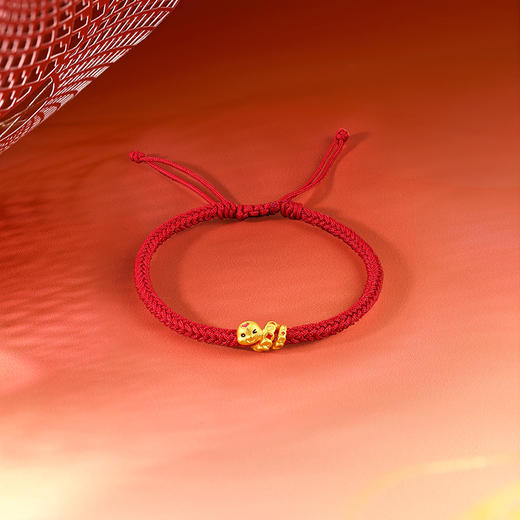 周六福黄金手绳女款生肖蛇卷卷蛇定价本命年珐琅钱币小金蛇红手绳 商品图2