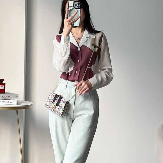 顺丰包邮洛诗琳02804春夏新款艺术感定位印花童趣感衬衫3261 商品图2