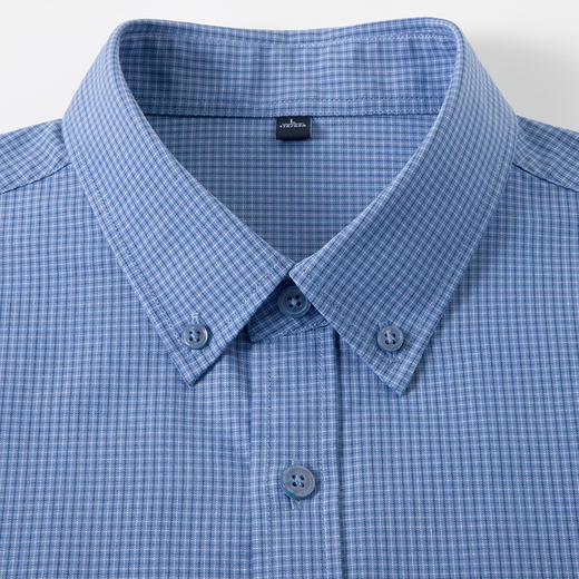 【100棉】罗蒙男士春秋款细格长袖衬衫舒适商务百搭翻领通勤男上班衬衣 商品图3