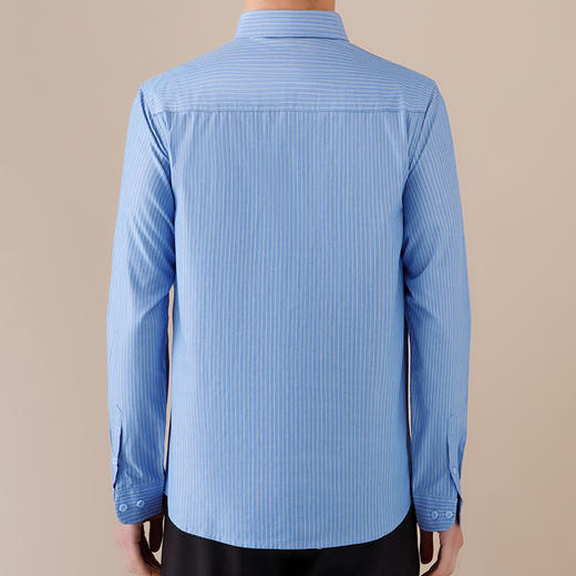 【100棉】罗蒙男士长袖衬衫简约大方时尚通勤职业衬衫百搭条纹舒适男休闲衬衣 商品图3