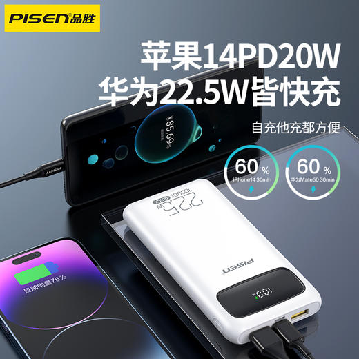 品胜 22.5W数显快充电宝A1 10000毫安/20000毫安 支持PD20W快充 商品图1