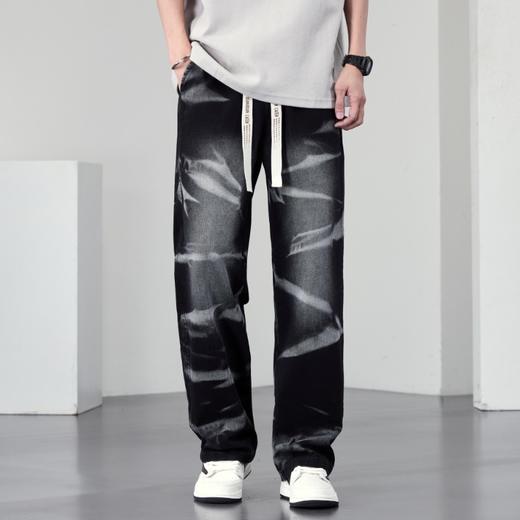 【DYF】大依优型大码男装松紧腰直筒牛仔裤宽松运动休闲风潮流男士胖子长裤 商品图4