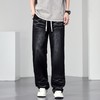 【DYF】大依优型大码男装松紧腰直筒牛仔裤宽松阔腿休闲风潮流男士胖子长裤 商品缩略图4