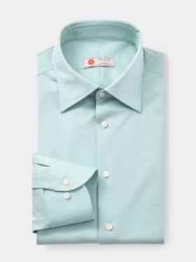 AhhhCotton 100支双股蓝雾绿意式工艺衬衫