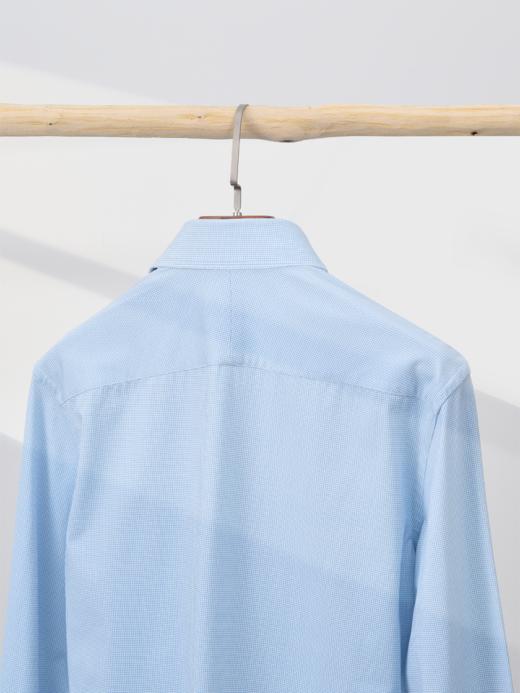 AhhhCotton 100支双股浅蓝千鸟格意式工艺衬衫 商品图3