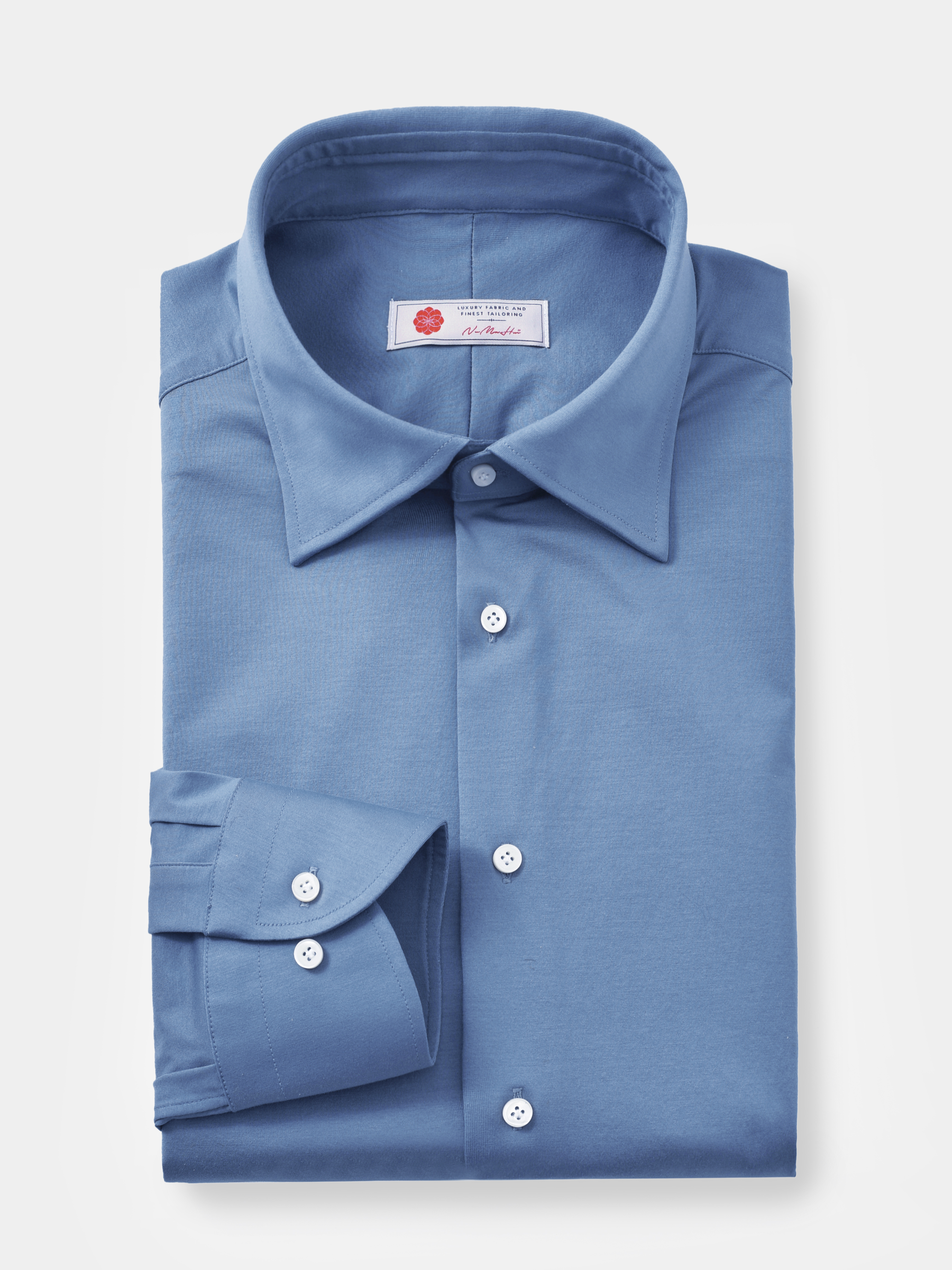 AhhhCotton 100支双股冷雾蓝意式工艺衬衫