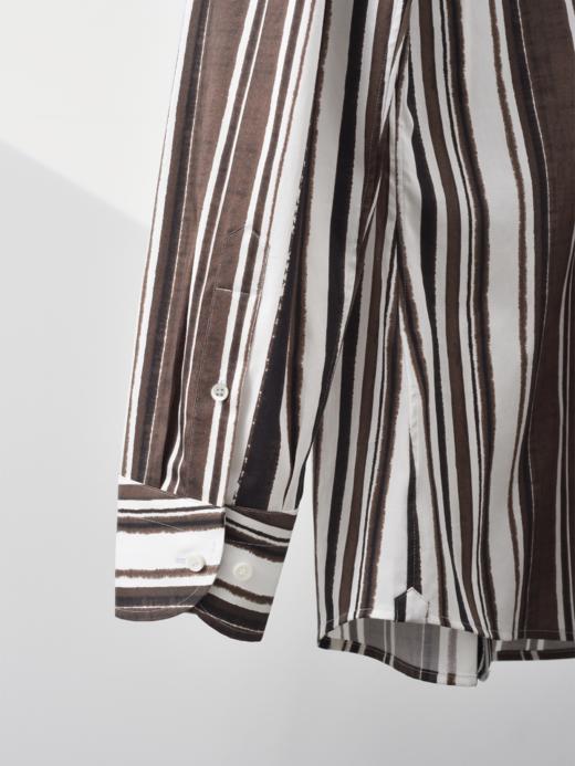 AhhhCotton 100支双股水墨咖啡棕条纹意式工艺衬衫 商品图2