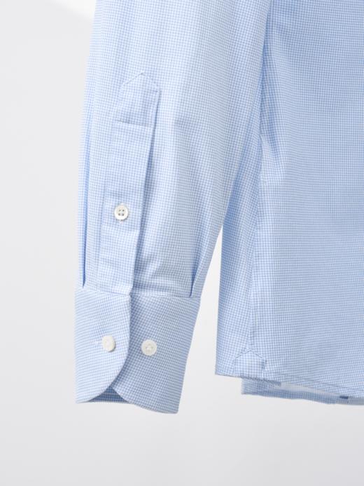 AhhhCotton 100支双股浅蓝千鸟格意式工艺衬衫 商品图2