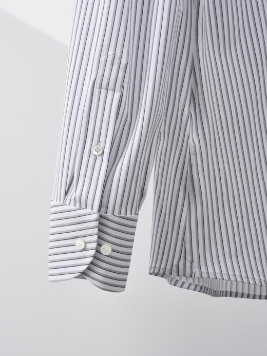 AhhhCotton 100支双股灰黑条纹意式工艺衬衫 商品图2