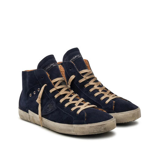 PHILIPPE MODEL 男士绒面革盾牌徽标休闲运动鞋 蓝色 PRHU DF01 商品图1