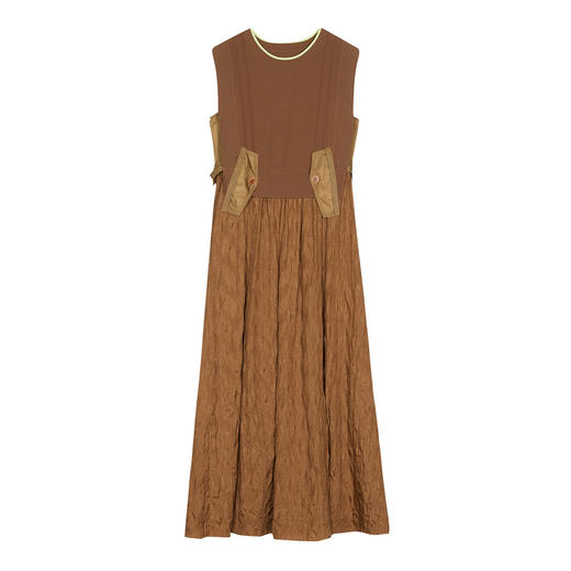 谜底毛织拼接连衣裙无袖2025春季新品文艺风设计感长裙251ML0086 商品图4