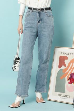 LNNNS 复古高腰直筒弹力牛仔裤 15629