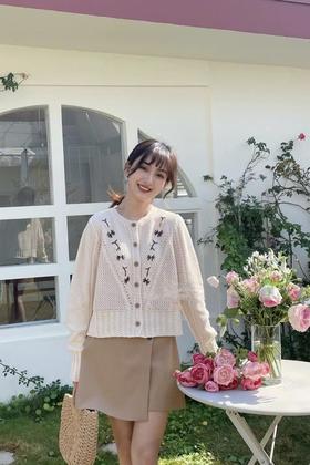 amadella 米色刺绣开衫外套 15465