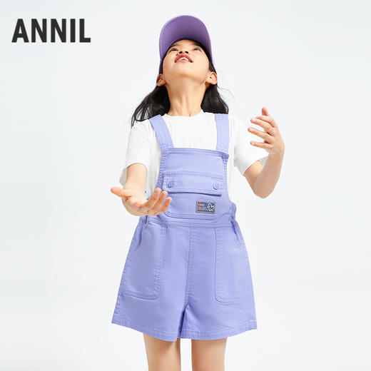 【甜酷背带裤】女童梭织背带裤夏季新款安奈儿童装EG526127 商品图2