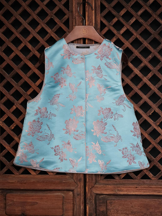 盛唐牡丹| 蝶恋花漳缎对襟马甲 商品图0