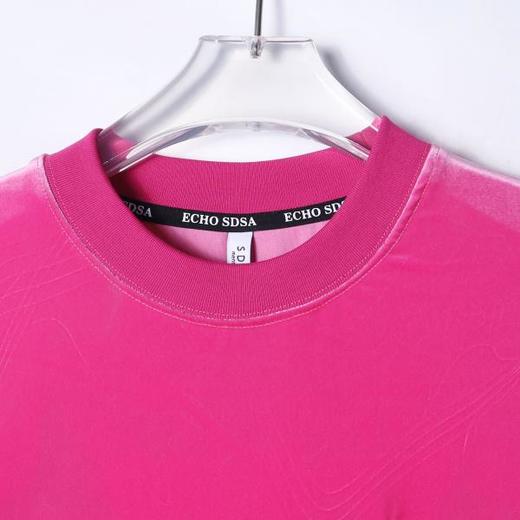 T2294夏季新款时尚个性韩版纯色绒面圆领短袖T恤百搭潮流气质重磅上衣 商品图2