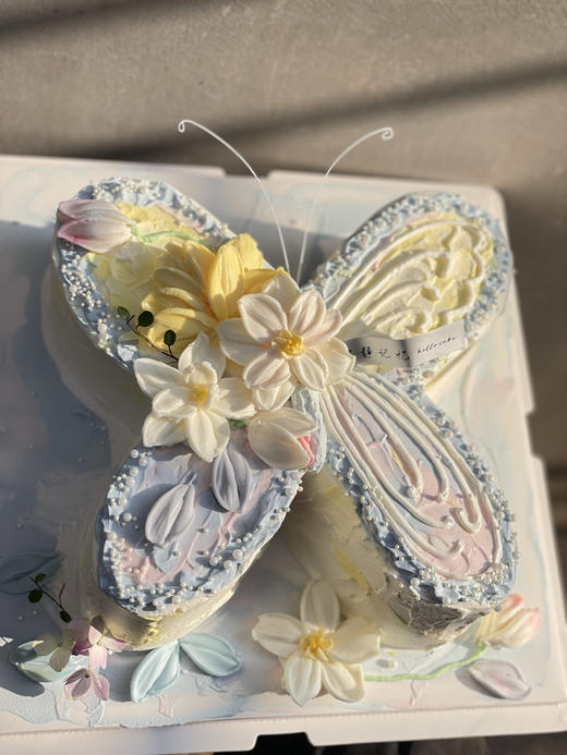 刮刀花异形蝴蝶奶油蛋糕 下单前请仔细阅读商品详情 商品图0