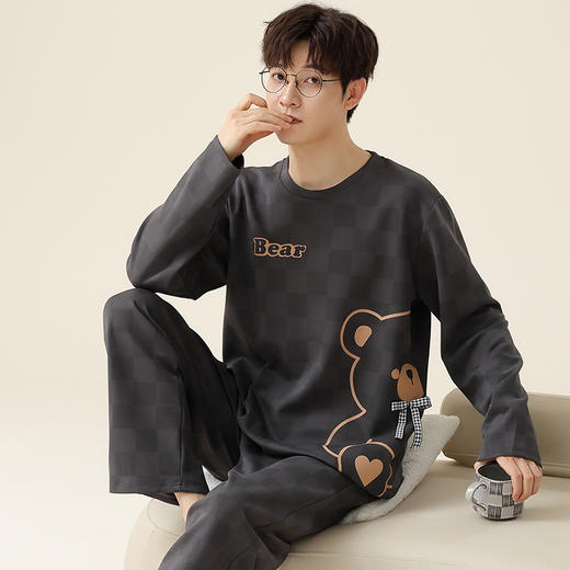 【纯棉可外穿的家居服】情侣睡衣女士带胸垫春秋冬款长袖卡通男式家居服套装时尚。ry 商品图5