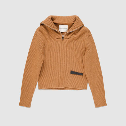 PHILIPPE MODEL 女士字母徽标印花混纺羊毛半拉链针织衫 棕色 SWCD MR35 60 商品图0