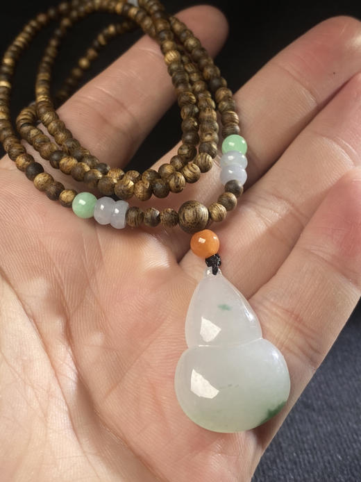 XY0022原创沉香DIY翡翠飘花葫芦挂件 商品图4