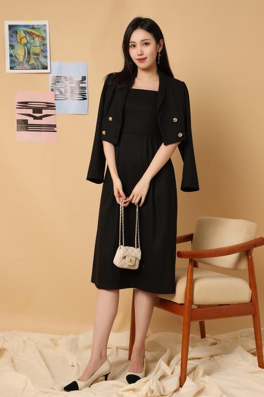 Le Malene 黑色翻领西装吊带裙两件套 15519 商品图4