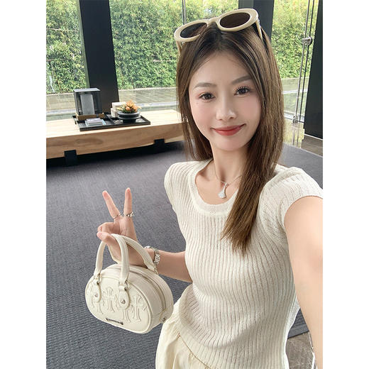 <曾小咸推荐>现货秒杀！微信超特价！2色短款短袖针织衫 日常119.99 立减60 秒杀59.99！ 商品图1