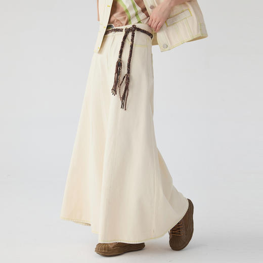 谜底牛仔半身裙2025春季新品复古百搭高腰A字型长款半裙251MB0062 商品图1