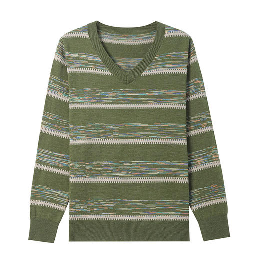 CC-101-56263鸡心v领长袖t恤女士2025春秋新款条纹洋气针织打底衫上衣 商品图4