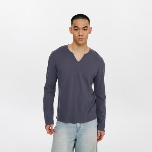 oneup华夫格V领长袖T恤 商品图1