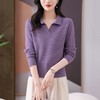 CC-101-56289    polo领打底衫女2025春秋新款洋气内搭长袖薄羊毛针织衫翻领T恤女 商品缩略图3