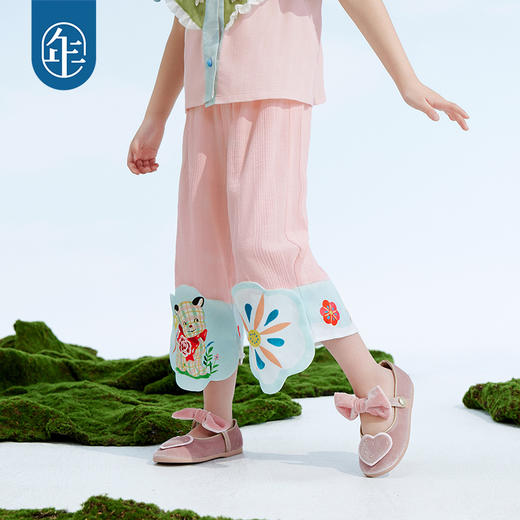 年衣童装2025夏季新款国风女童中式国风阔腿裤全糖主义长裤 商品图4