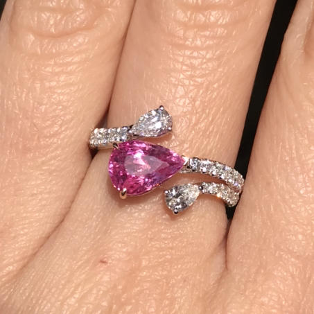 2ct无烧超闪亮无烧帕帕拉恰戒指 商品图6