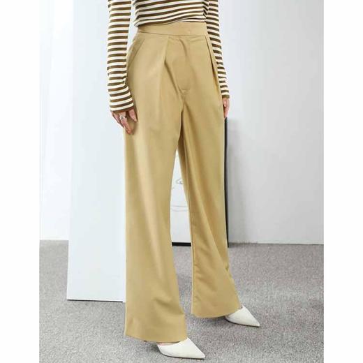 顺丰包邮洛诗琳85729春季新款立裁高腰显瘦褶皱阔腿西装裤11180 商品图0