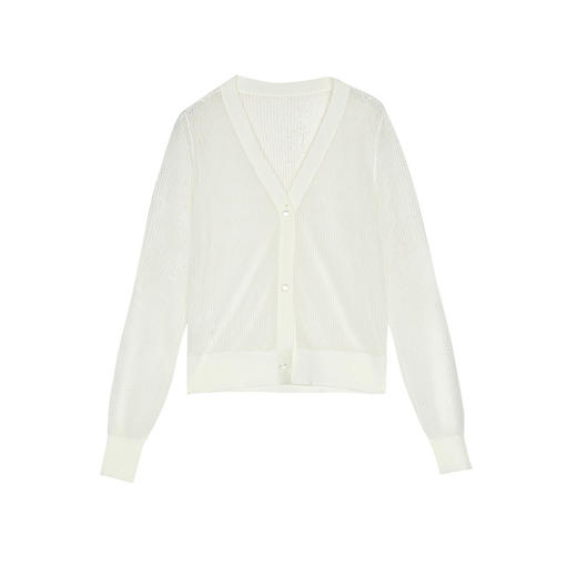 谜底针织开衫长袖女2025春款百搭短款肌理提花毛织上衣251MZ0382 商品图4