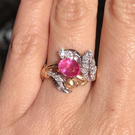 1.29ct无烧复古明艳粉蓝宝戒指 商品图2