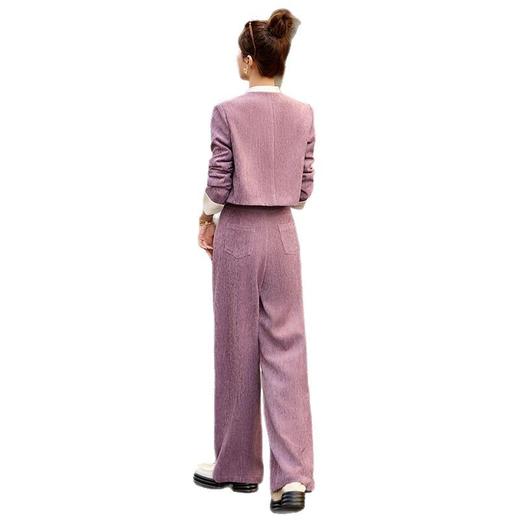 时尚雪尼尔外套长袖长裤套装女2025春季新款大方得体穿搭两件套 商品图4