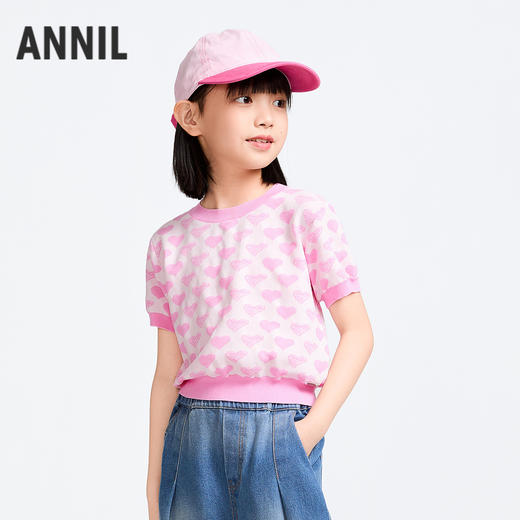 女童圆领短袖针织毛衫夏季新款安奈儿童装实体店同款AG514543 商品图0