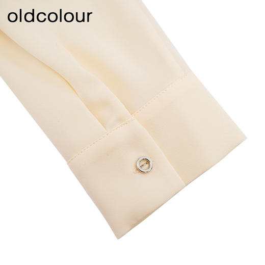 oldcolour欧珂2024春季时尚纯色荷叶领长袖衬衫女Q110110A1 商品图3