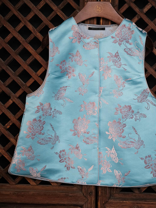 盛唐牡丹| 蝶恋花漳缎对襟马甲 商品图1