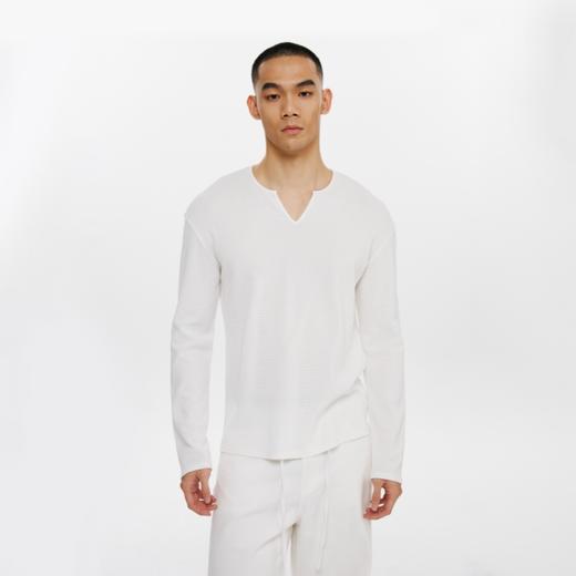 oneup华夫格V领长袖T恤 商品图2